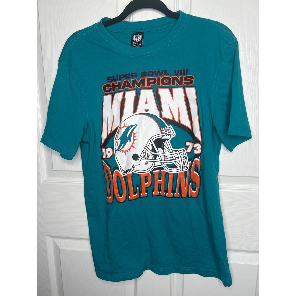Miami Dolphins Super Bowl VIII T-Shirt Mens Small Aqua NFL Graphic Tee